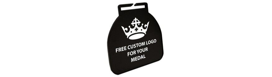 60MM MODERN CURVED BUDGET METAL PRINTED MEDAL - GOLD/ SILVER/ BRONZE/ BLACK/ WHITE